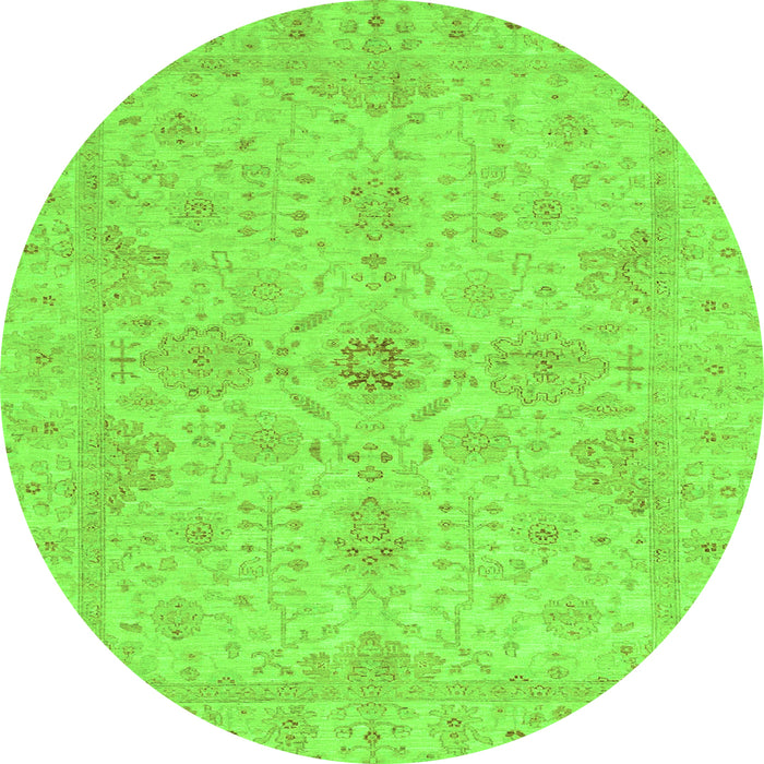Round Oriental Green Traditional Rug, abs3953grn