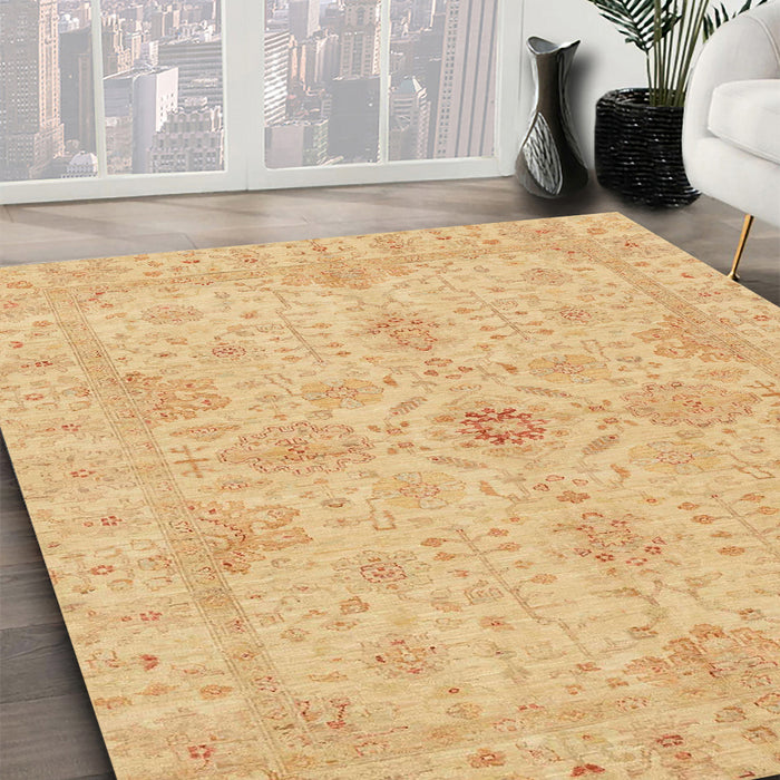 Abstract Orange Oriental Rug in Family Room, abs3953