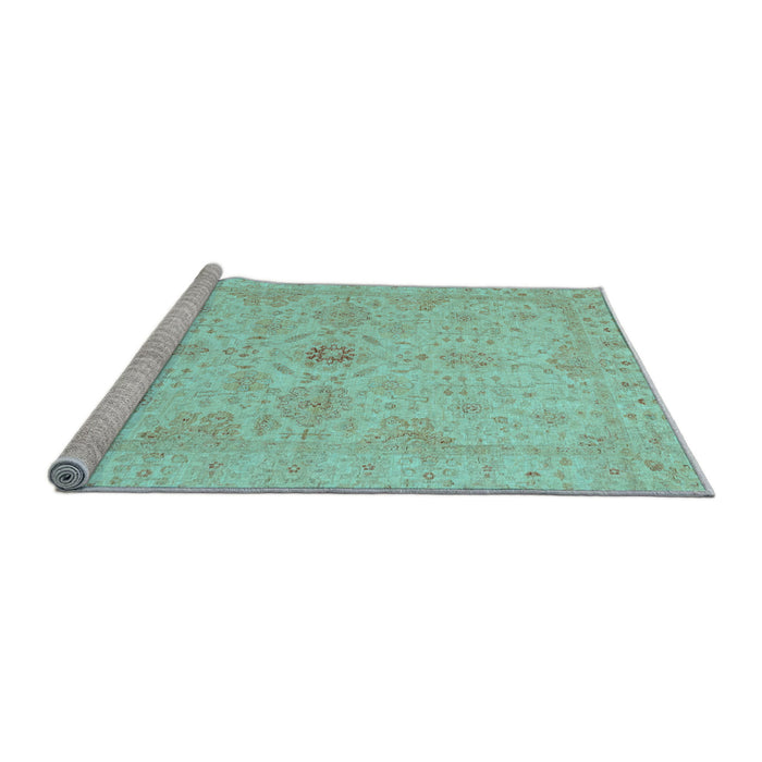 Sideview of Machine Washable Oriental Light Blue Traditional Rug, wshabs3953lblu