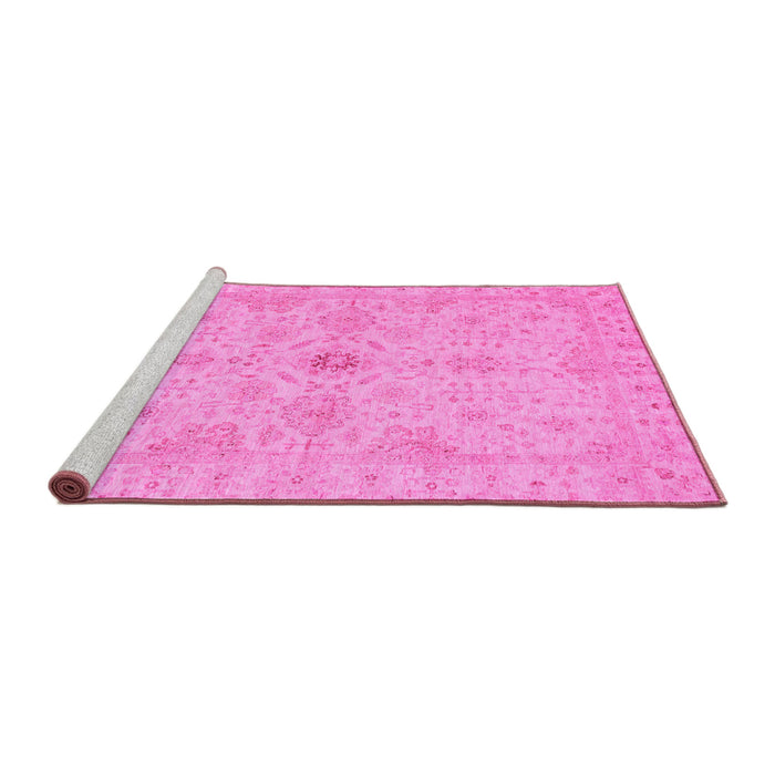 Sideview of Machine Washable Oriental Pink Traditional Rug, wshabs3953pnk