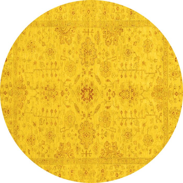 Round Oriental Yellow Traditional Rug, abs3953yw