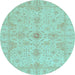 Round Oriental Light Blue Traditional Rug, abs3953lblu