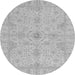 Round Machine Washable Oriental Gray Traditional Rug, wshabs3953gry