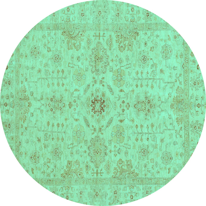 Round Oriental Turquoise Traditional Rug, abs3953turq