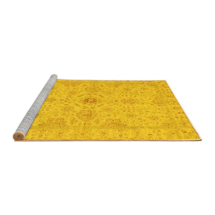Sideview of Machine Washable Oriental Yellow Traditional Rug, wshabs3953yw