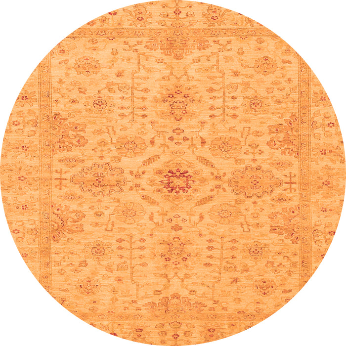 Round Machine Washable Oriental Orange Traditional Area Rugs, wshabs3953org