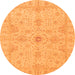 Round Machine Washable Oriental Orange Traditional Area Rugs, wshabs3953org