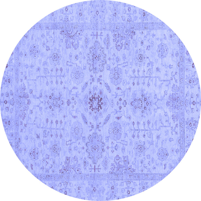 Round Machine Washable Oriental Blue Traditional Rug, wshabs3953blu