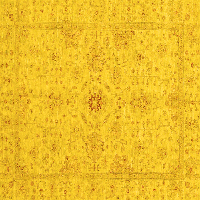 Square Machine Washable Oriental Yellow Traditional Rug, wshabs3953yw