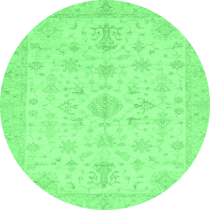 Round Oriental Emerald Green Traditional Rug, abs3954emgrn