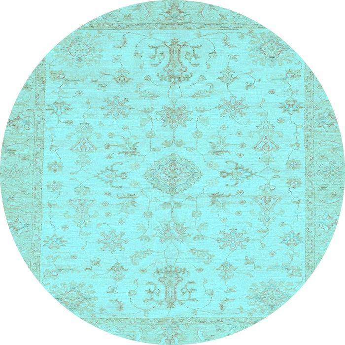 Round Oriental Light Blue Traditional Rug, abs3954lblu