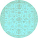 Round Oriental Light Blue Traditional Rug, abs3954lblu