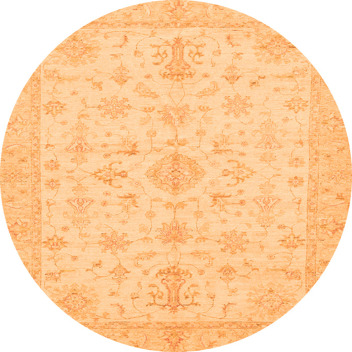 Round Oriental Orange Traditional Rug, abs3954org