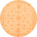 Round Oriental Orange Traditional Rug, abs3954org