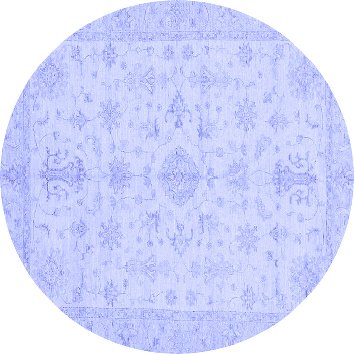 Round Machine Washable Oriental Blue Traditional Rug, wshabs3954blu