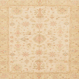 Square Abstract Brown Gold Oriental Rug, abs3954