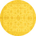 Round Oriental Yellow Traditional Rug, abs3954yw