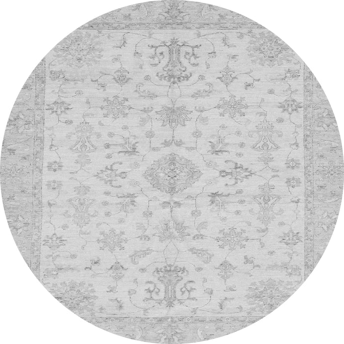 Round Machine Washable Oriental Gray Traditional Rug, wshabs3954gry