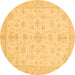 Round Oriental Brown Traditional Rug, abs3954brn