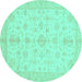 Round Oriental Turquoise Traditional Rug, abs3954turq