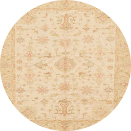 Round Machine Washable Abstract Brown Gold Rug, wshabs3954