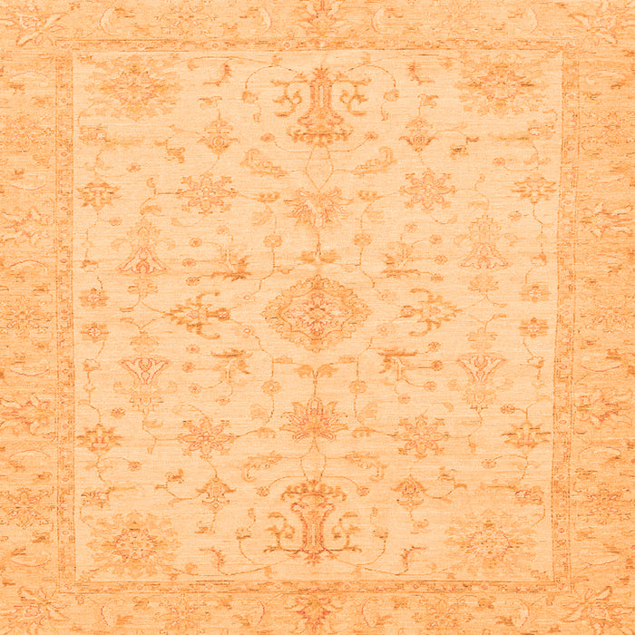 Square Machine Washable Oriental Orange Traditional Area Rugs, wshabs3954org