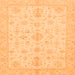 Square Machine Washable Oriental Orange Traditional Area Rugs, wshabs3954org