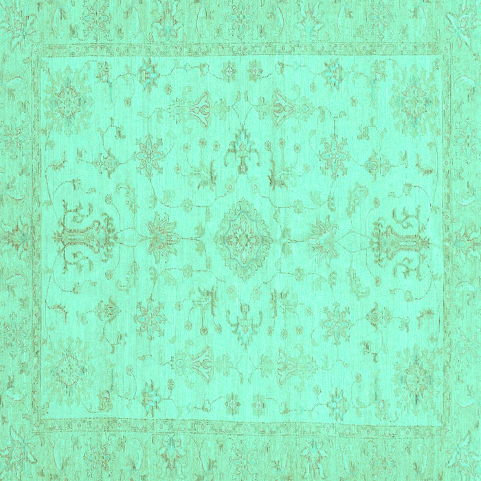 Square Machine Washable Oriental Turquoise Traditional Area Rugs, wshabs3954turq
