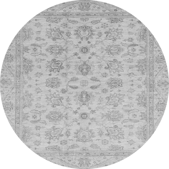 Round Machine Washable Oriental Gray Traditional Rug, wshabs3955gry