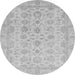 Round Machine Washable Oriental Gray Traditional Rug, wshabs3955gry