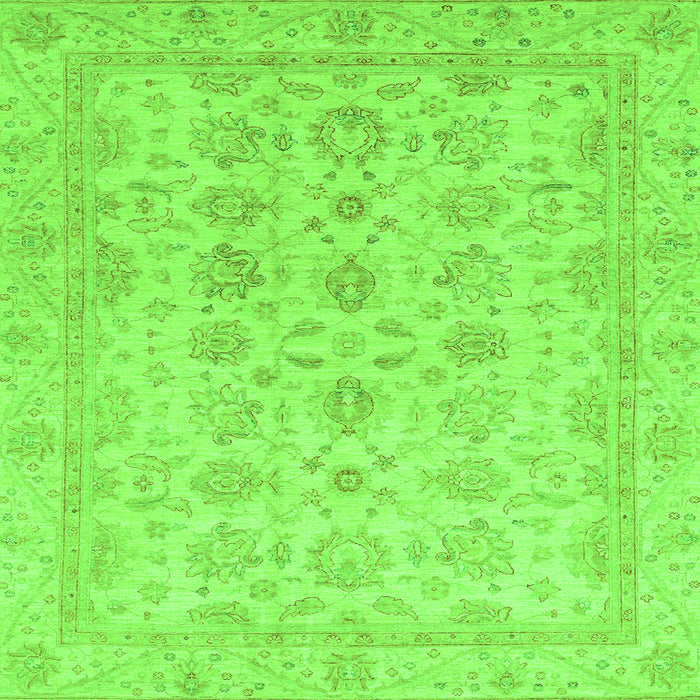 Square Machine Washable Oriental Green Traditional Area Rugs, wshabs3955grn