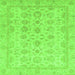 Square Machine Washable Oriental Green Traditional Area Rugs, wshabs3955grn