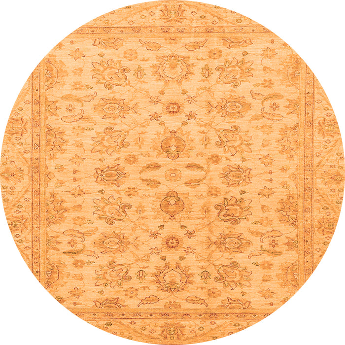 Round Machine Washable Oriental Orange Traditional Area Rugs, wshabs3955org