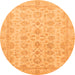 Round Machine Washable Oriental Orange Traditional Area Rugs, wshabs3955org