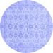 Round Machine Washable Oriental Blue Traditional Rug, wshabs3955blu