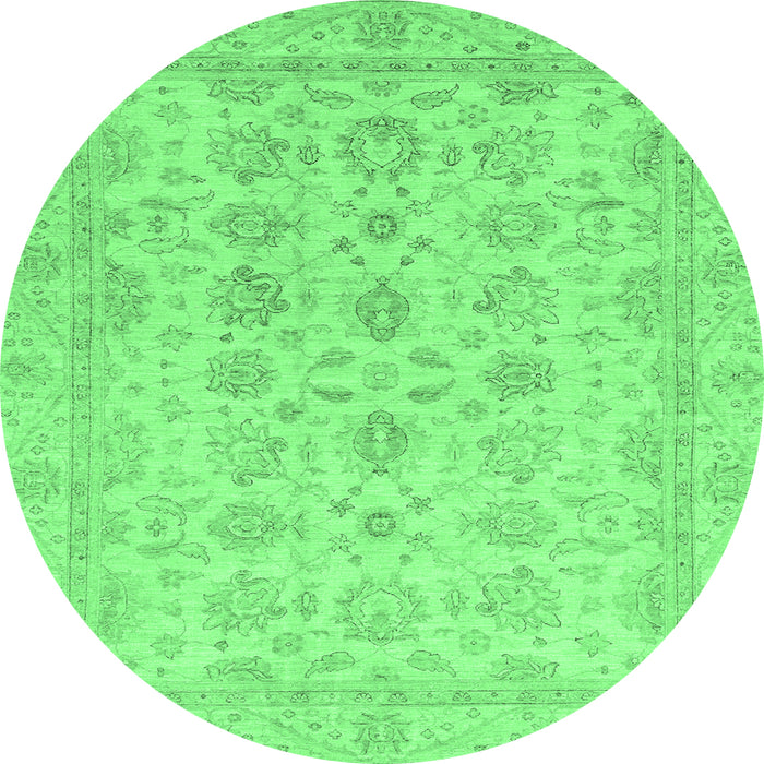 Round Oriental Emerald Green Traditional Rug, abs3955emgrn