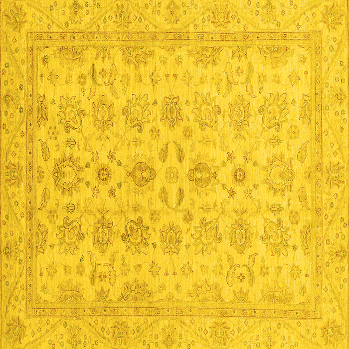 Square Machine Washable Oriental Yellow Traditional Rug, wshabs3955yw