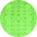 Round Oriental Green Traditional Rug, abs3955grn