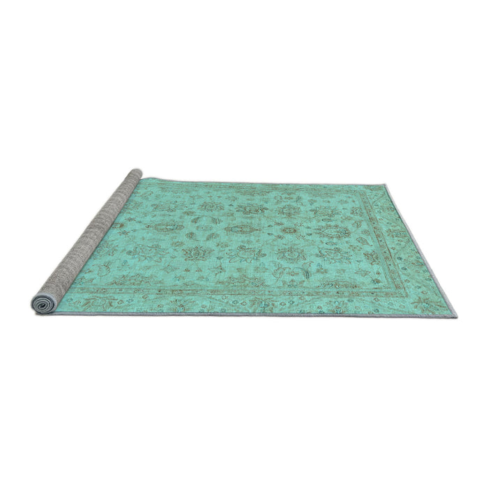 Sideview of Machine Washable Oriental Light Blue Traditional Rug, wshabs3955lblu