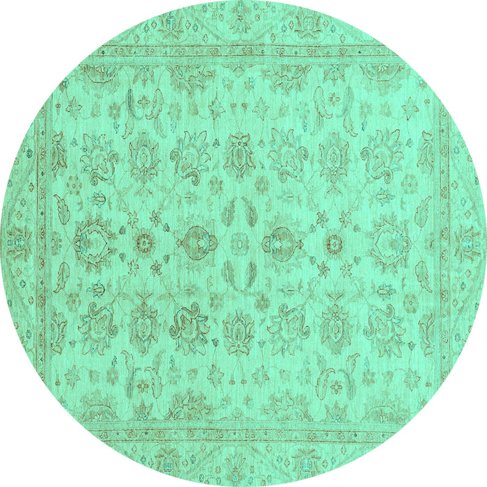 Round Oriental Turquoise Traditional Rug, abs3955turq