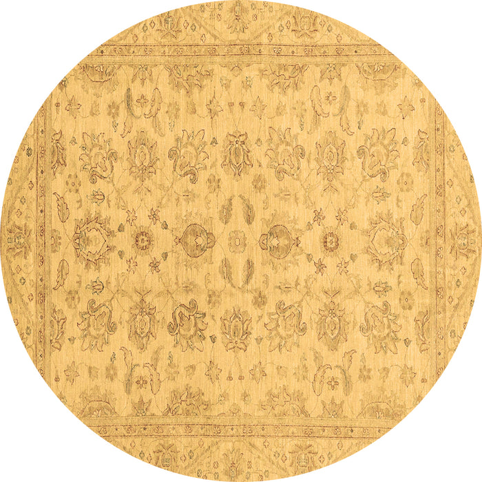Round Oriental Brown Traditional Rug, abs3955brn