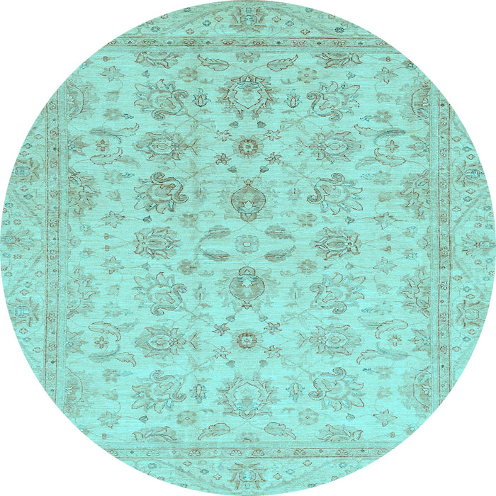 Round Oriental Light Blue Traditional Rug, abs3955lblu