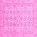 Square Machine Washable Oriental Pink Traditional Rug, wshabs3955pnk