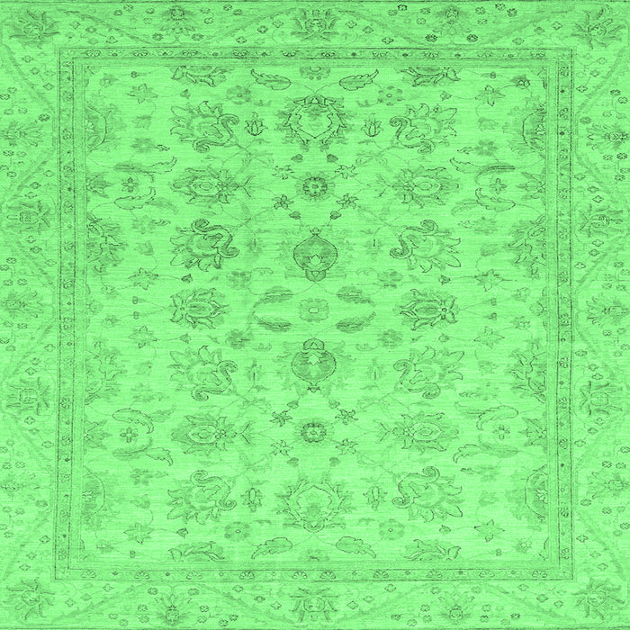 Square Machine Washable Oriental Emerald Green Traditional Area Rugs, wshabs3955emgrn