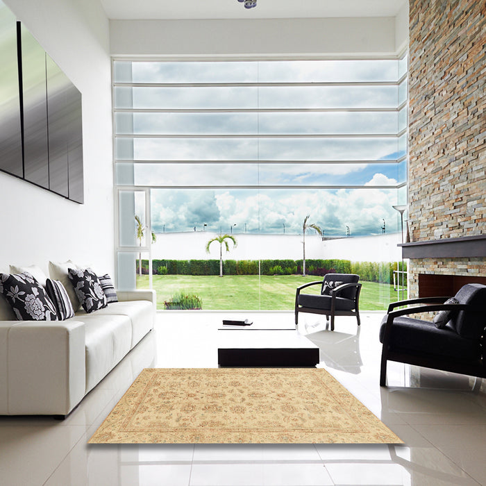 Square Machine Washable Abstract Orange Rug in a Living Room, wshabs3955