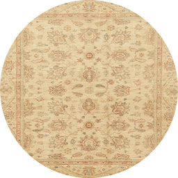 Round Machine Washable Abstract Orange Rug, wshabs3955