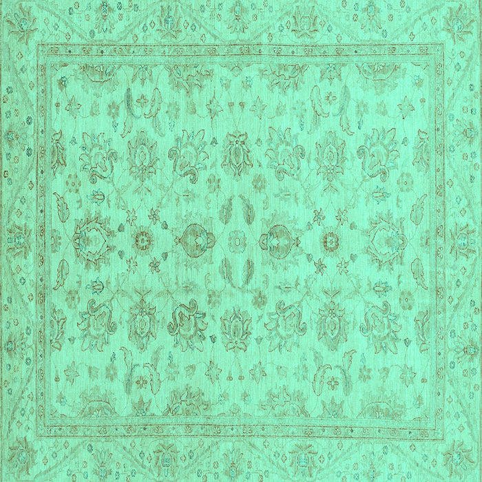 Square Machine Washable Oriental Turquoise Traditional Area Rugs, wshabs3955turq