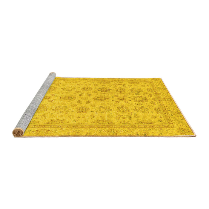 Sideview of Machine Washable Oriental Yellow Traditional Rug, wshabs3955yw