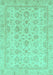 Machine Washable Oriental Turquoise Traditional Area Rugs, wshabs3955turq