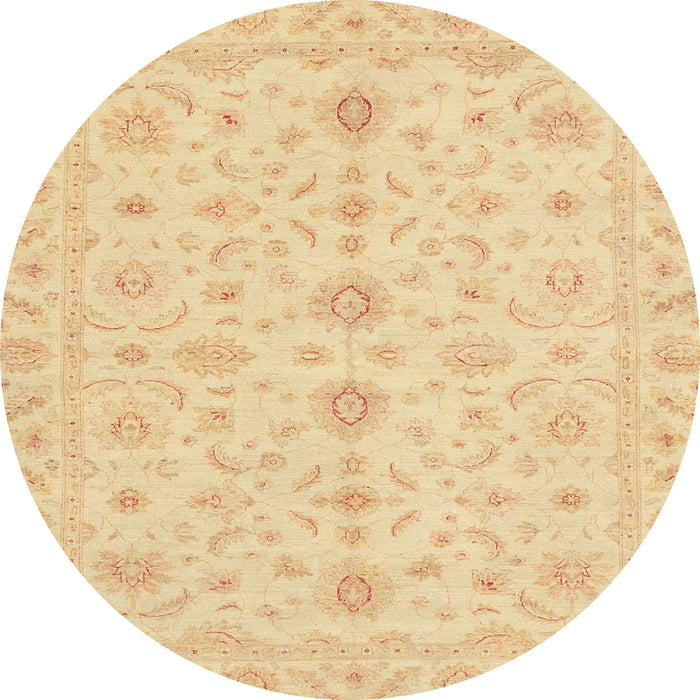 Round Abstract Mustard Yellow Oriental Rug, abs3956